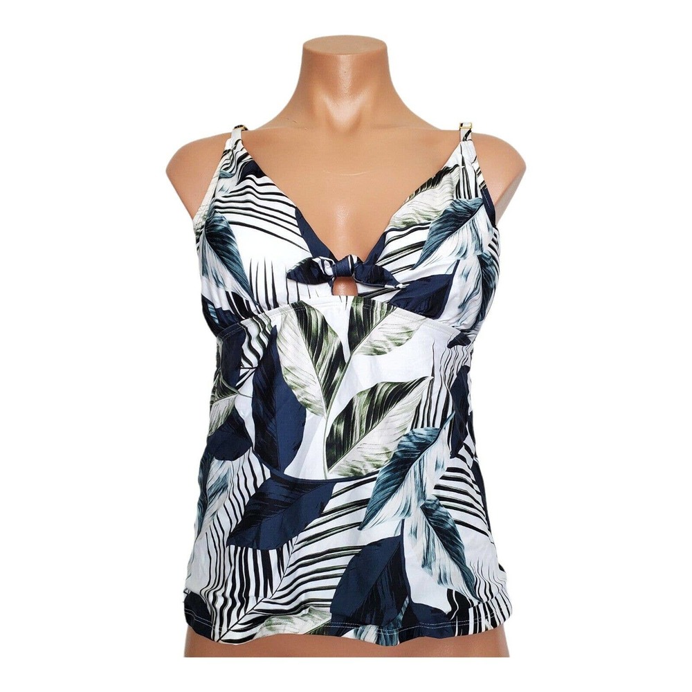 La Banca Moment Of Zen blue white tankini top size 16
